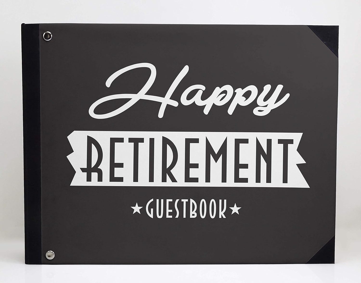 Darling Souvenir Grey Text Personalized Retirement Party Guest Keepsake Memory Book Hardbound Sign-in Book Registry Message Guestbook-9 x 12 Inches
