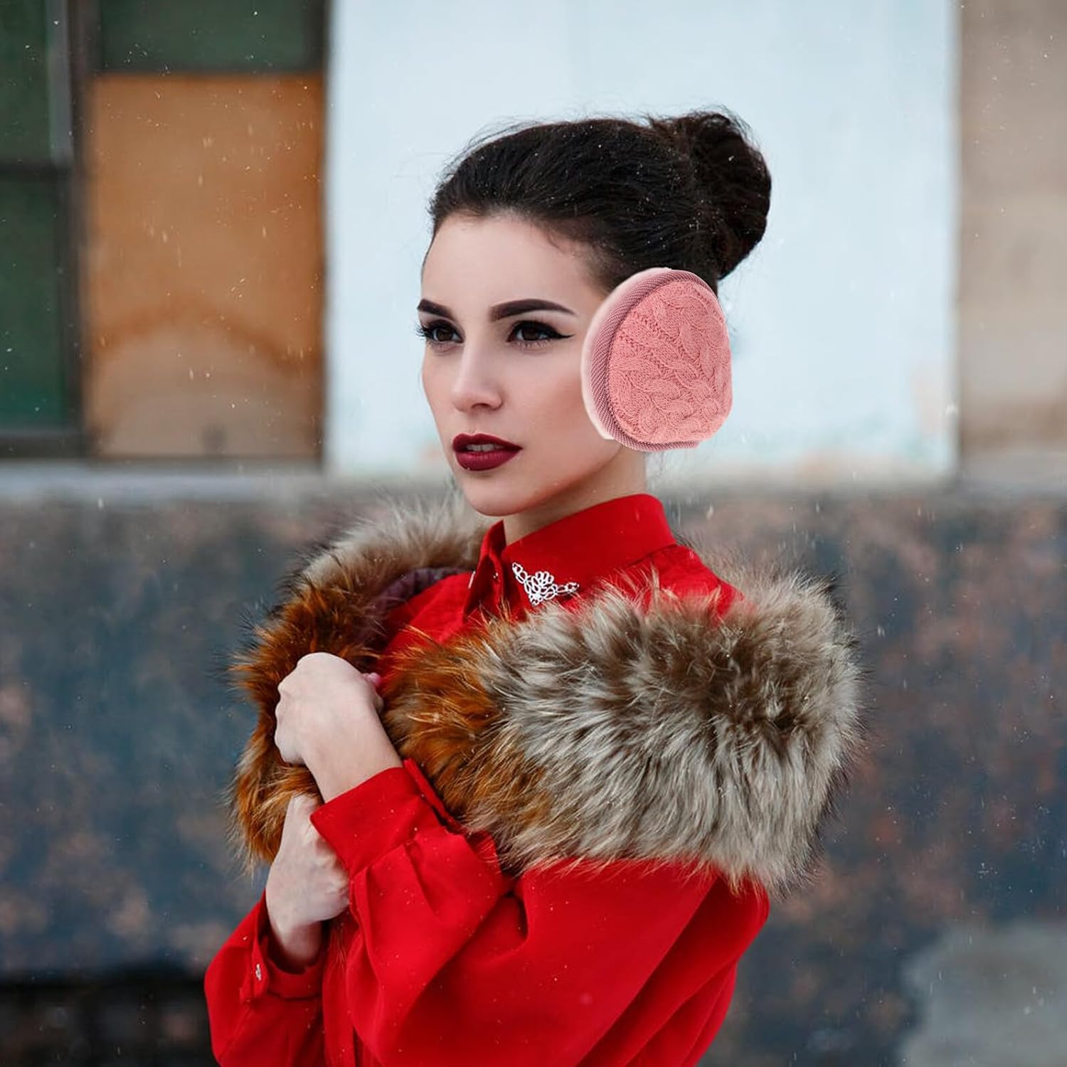 2pcs Foldable Winter Ear Muffs Soft Knit Ear Warmers Lightweight Outdoor Covers for Men and Women