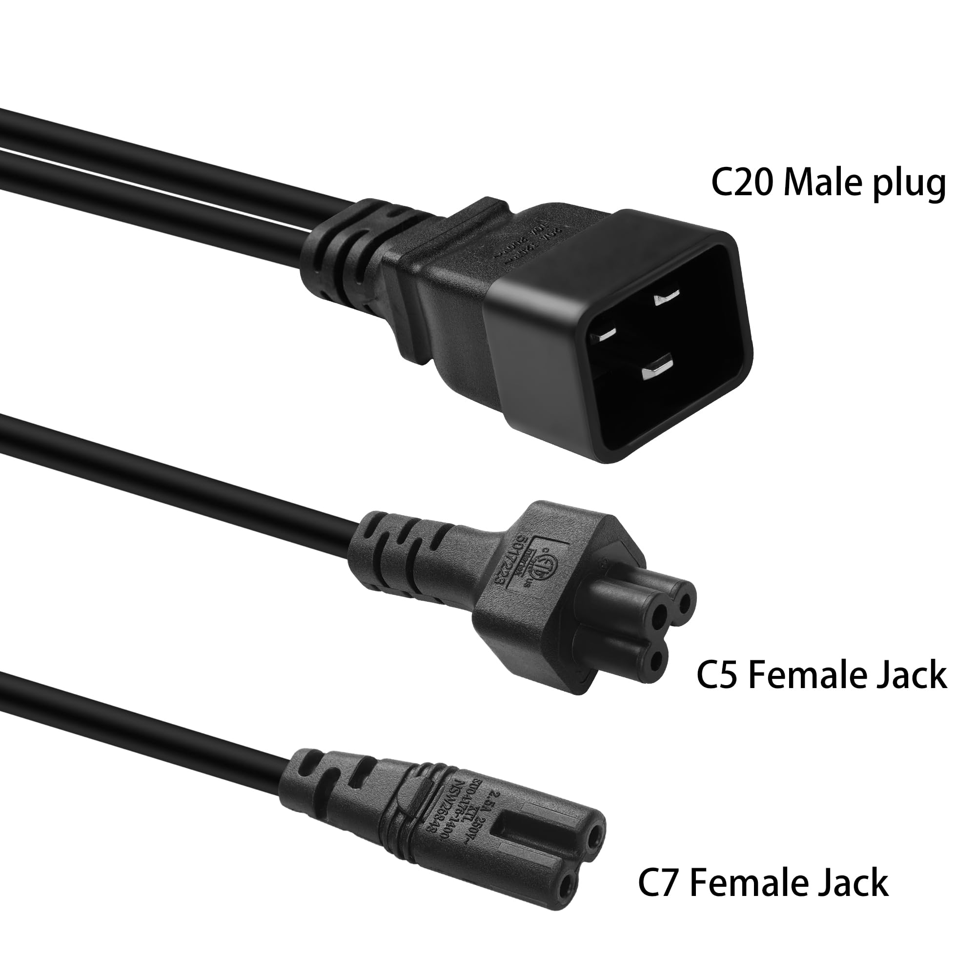 Amazon.com: JSADZKJ IEC320 C20 to C5+C7 Power Cord C20 to C7+C5 Y