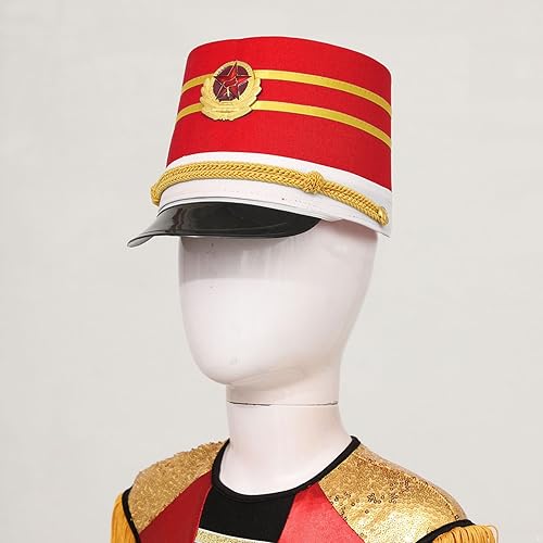 Miniatura 5 de Alvivi Sombrero Majorette para niños, sombrero de soldado de juguete, sombrero de banda de tambor, sombreros de batería para niño y niña, sombrero