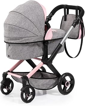Bayer Pram Xeo Baby Doll Stroller, Convertible Jogger for Dolls up to 20 in
