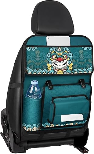 QINGCAR Alfombrillas multifuncionales de moda con dibujos animados protector de asiento trasero con bolsa de basura organizador de asiento delantero