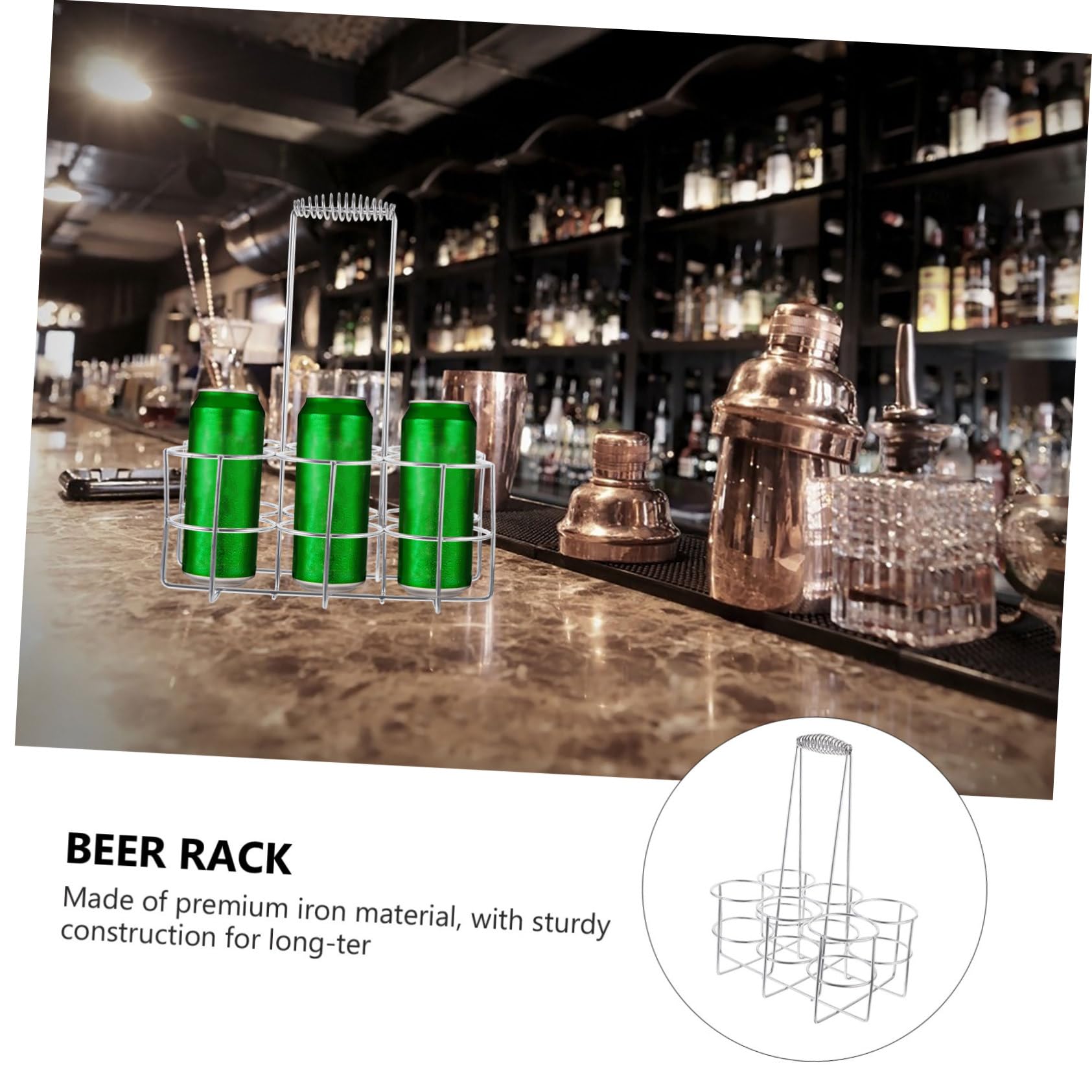 Hemobllo Soporte para Latas de Cerveza Plata Asa de Metal de 6 Ranuras