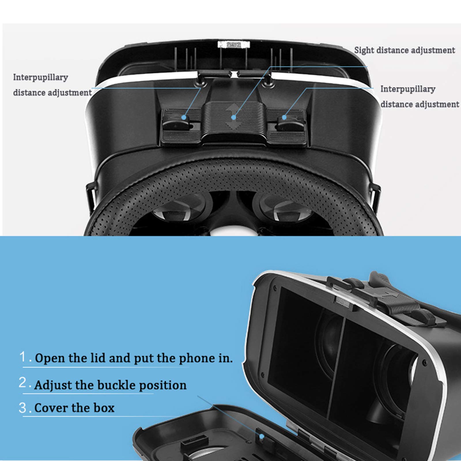 3D VR Gafas de Realidad Virtual Auriculares VR para Pantalla de 4,0 a 6,0 Pulgadas, Casco VR de Realidad Virtual Disfruta de los Mejores Juegos y Videos RV, 360 y 3D,Blanco