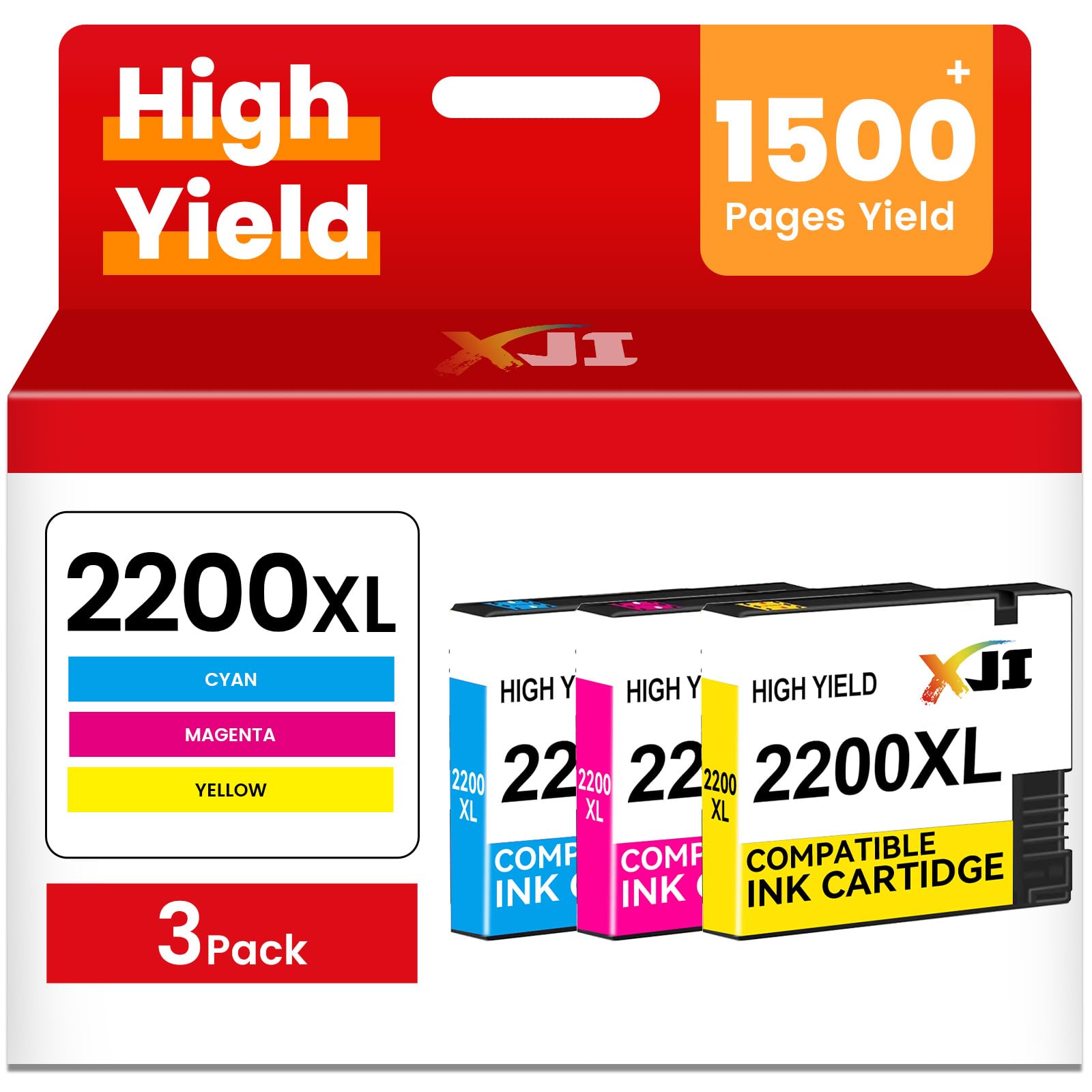 XJI 2200XL Color Compatible Ink Cartridge Replacement for Canon PGI-2200 XL 2200XL High Yield Compatible with IB4120 MB5120 MB5420 IB4020 MB5020 MB5320(3pack Cyan Magenta Yellow)