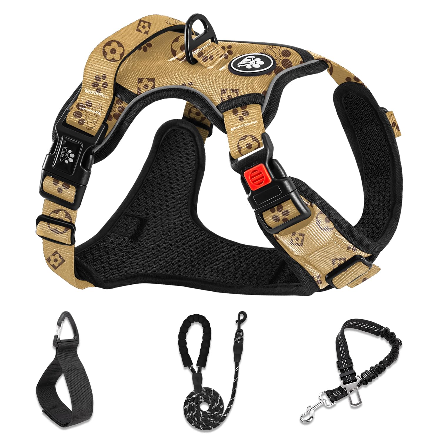 NESTROAD No Pull Dog Harness,Adjustable Oxford Dog Vest Harness with Leash,Reflective No-Choke Pet Harness with Easy Control Soft Handle for Large