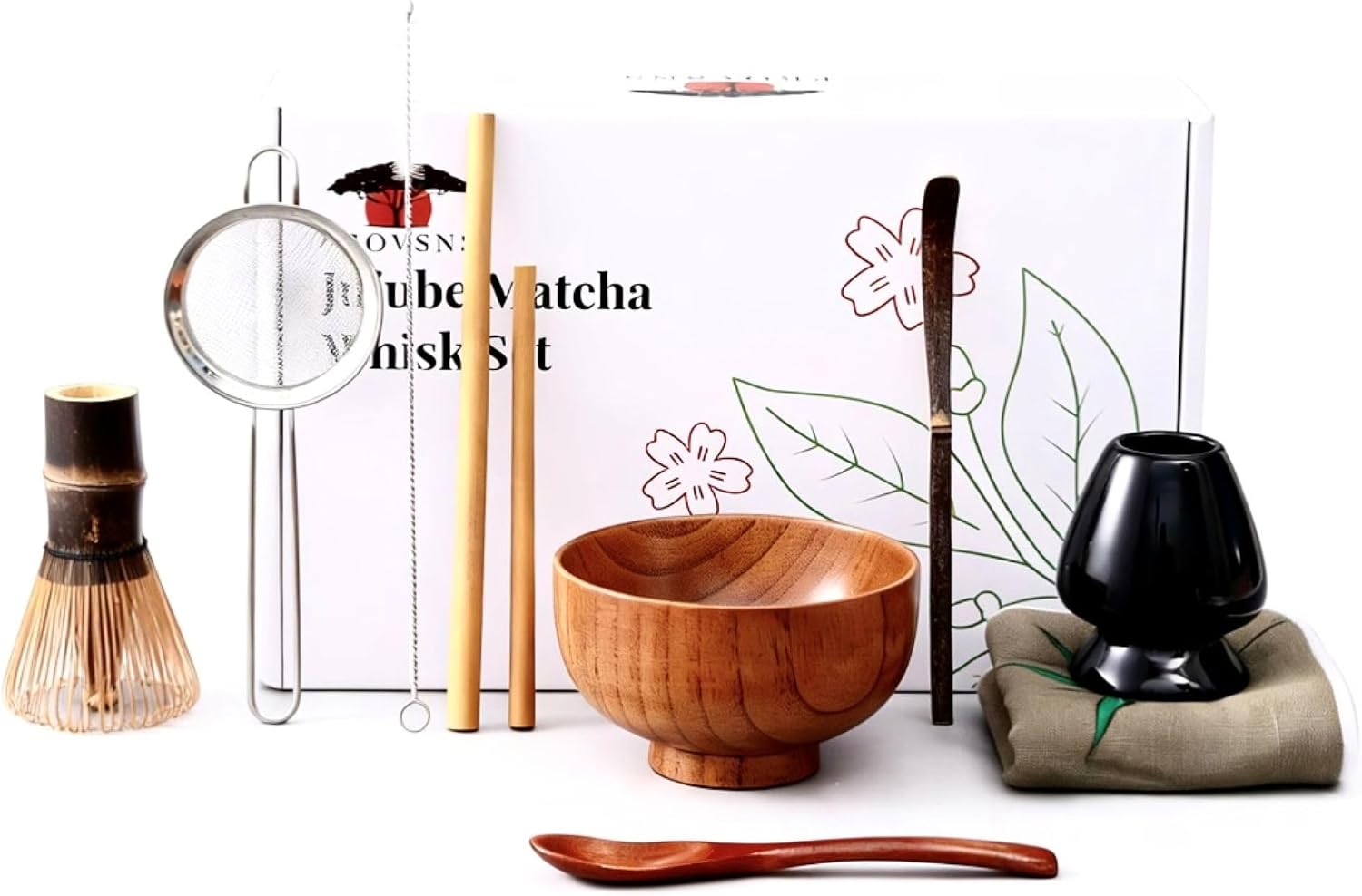 Matcha Whisk Set – Traditional Matcha Tea Kit with Bowl, Whisk & Accessories for Ceremonial or Latte Preparation (Jujube Wood)