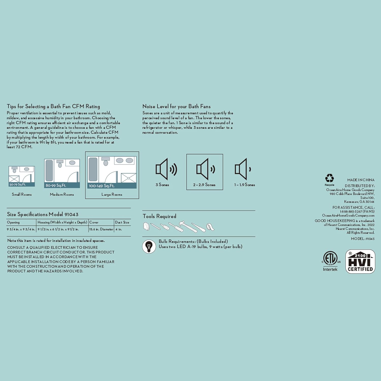 Good Housekeeping Crystal Bathroom Ventilation Exhaust Fan with Lighting