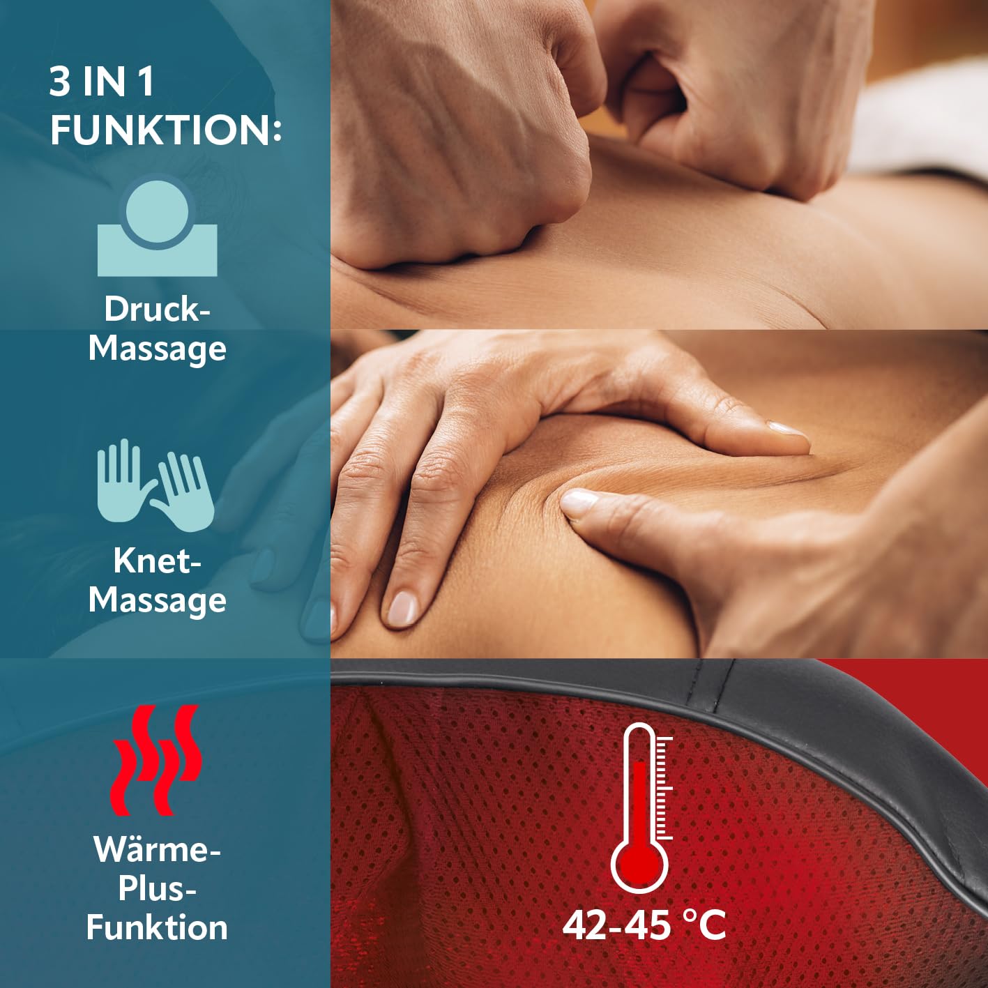 VITALmaxx Shiatsu Nackenmassagegerät | Massagegerät für Schultern, Nacken, Rücken, Beine | Massage mit Wärmefunktion, Knetmassage & Druckmassage | 8 rotierende Massagebälle, schwarz