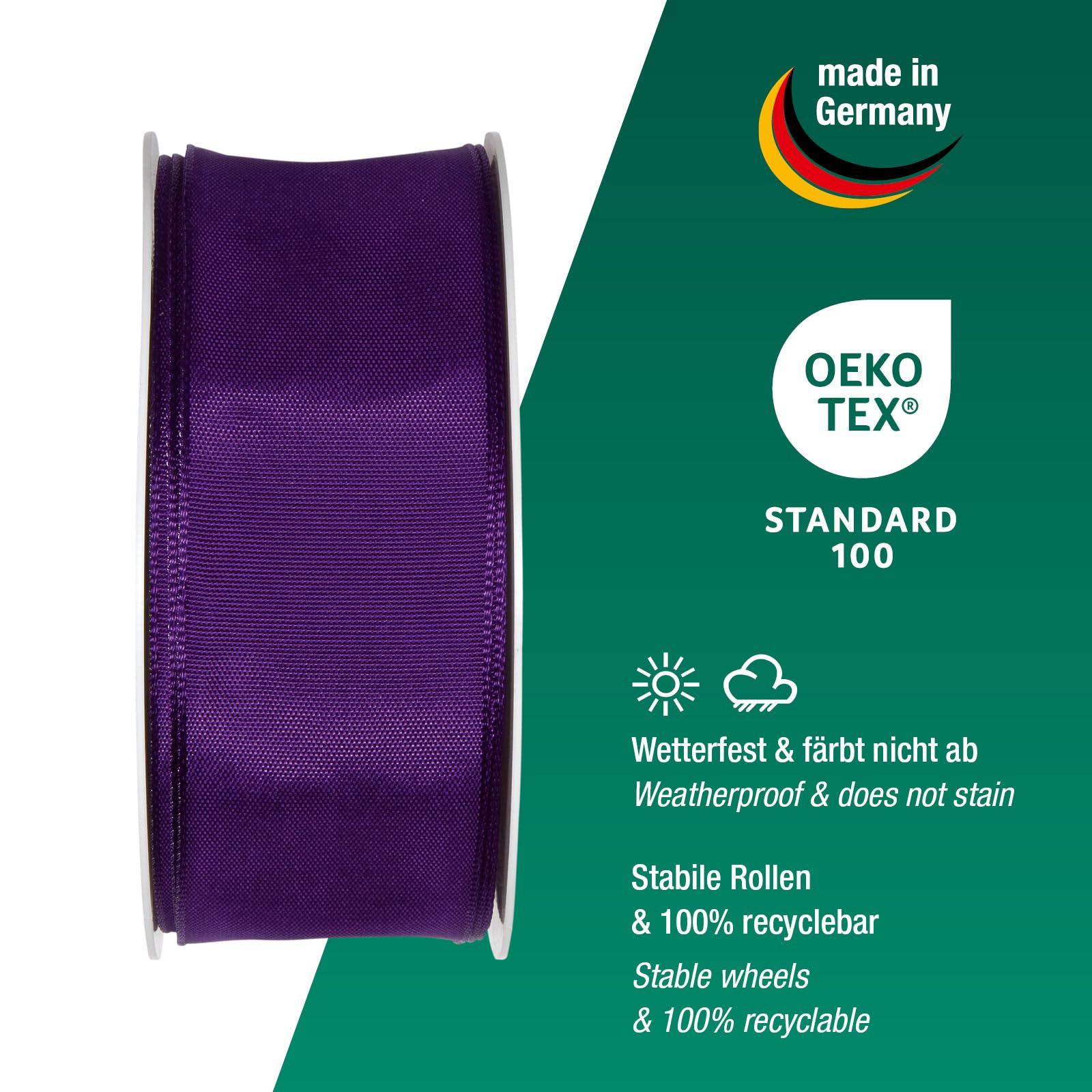 Halbach Seidenbänder Premium Gift Ribbon With Wired Edge, 40 mm Width, 25 m Length, Oeko-Tex 100 Certified Taffeta - Image 3