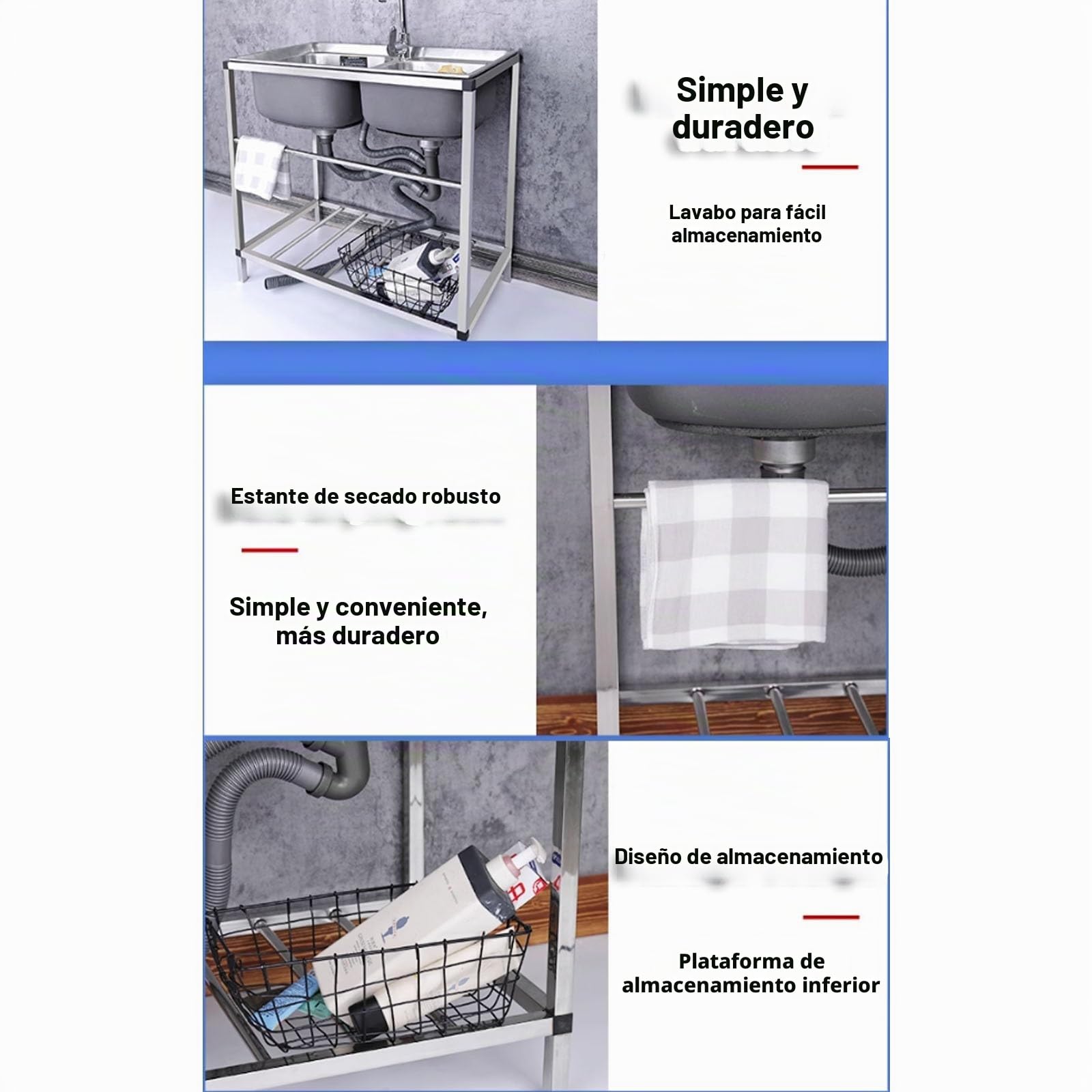 Fregadero Exterior Jardín Portátil Con Soporte y Grifo - Lavabo De Mano Para Lavadero, Patio Trasero, Garaje - Simple Al Aire Libre