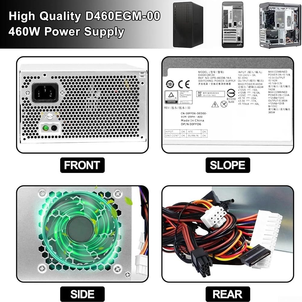 460w Bloc d'alimentation D460egm-00 pour Dell Precision 3630 5680 3640 3650 T3630 T3640 T3650 Pour Alienware Pour Aurora R5 R6 R7 Boîtier en métal argenté avec mécanismes de protection Refroidissement