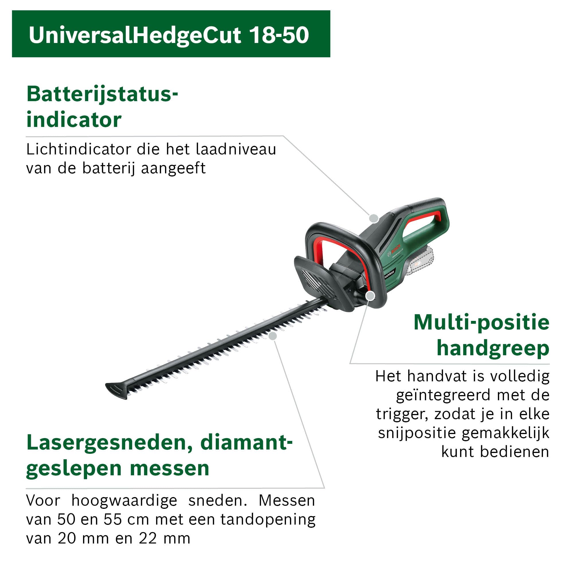 Bosch Tuinapparatuur - 18V ACCU-heggenschaar 50 Cm, Zonder Accu En Lader 06008c9500