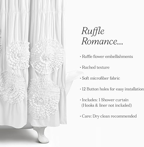 Miniatura 6 de Lush Decor cortina de regadera Serena, 100% poliéster, Blanco, Estándar