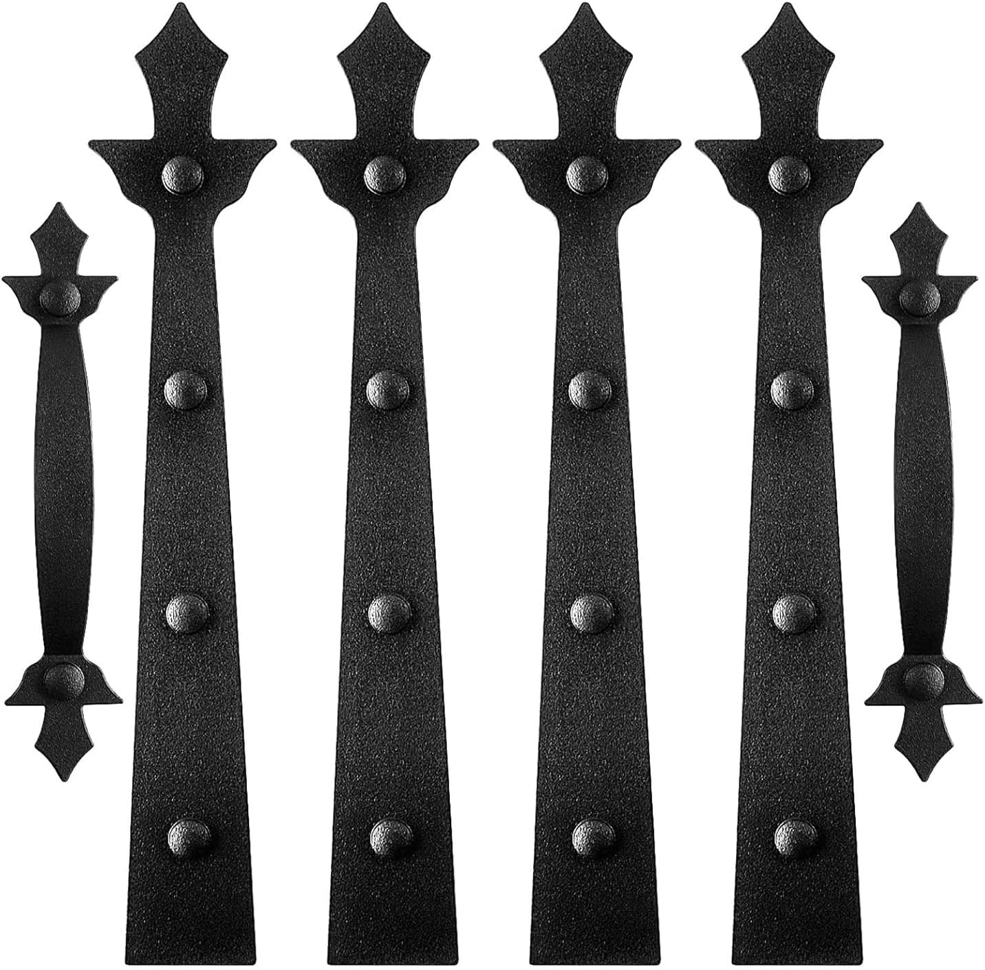 Garage Door Decorative Hardware Set,Screw Mounted,8 Faux Garage Door Hinges and 4 Handles Accents,Black Decoration,ABS Plastics,for 2 Car Garage