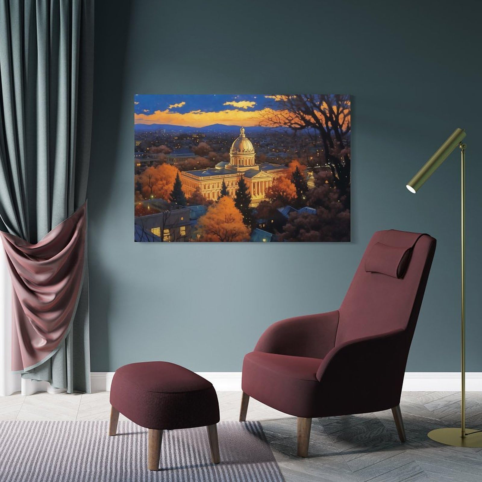 Junmoney Golden Sacramento Decorative Wall Artwork 20x30inch(50x75cm), for Living Room, Bedroom, Office Or Hallway, Decorative Artwork with Broad Appeal