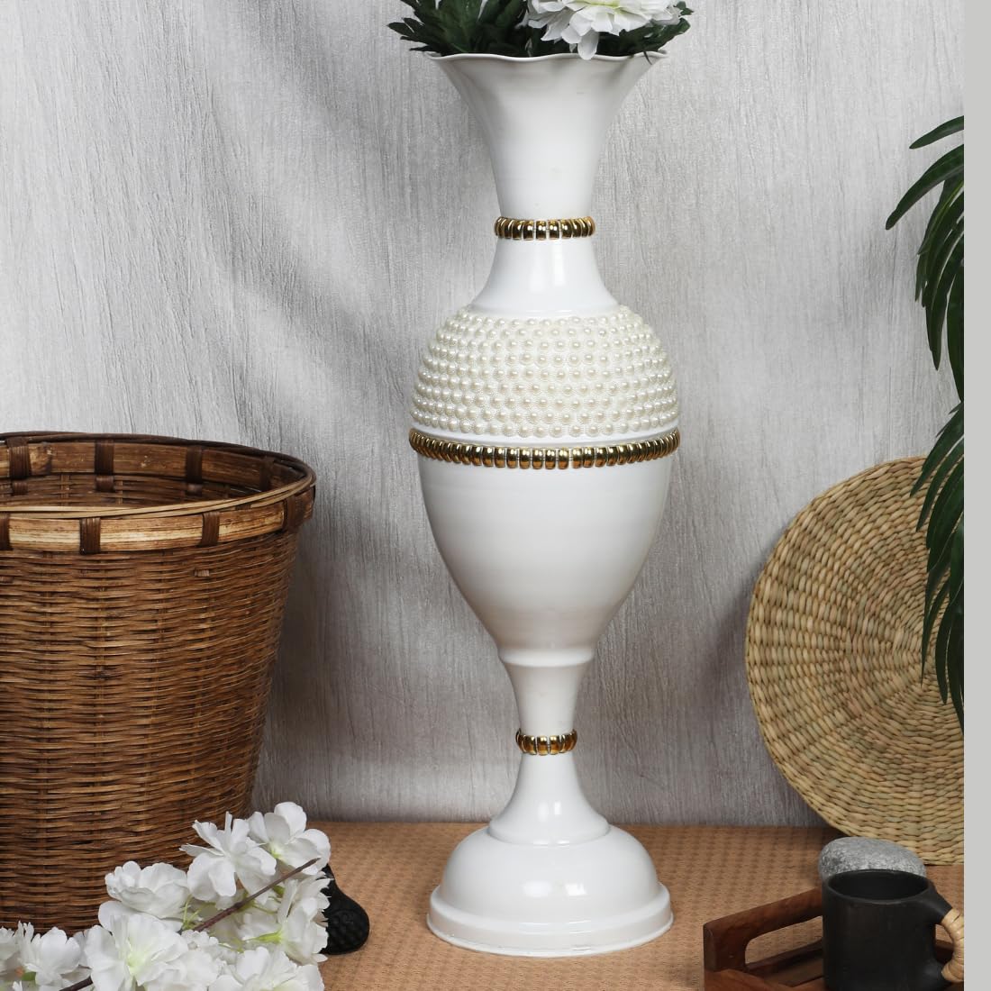 AdiCollar Flower Vase Big Size for Living Room Corner - 24 Inches Long - HMT White - Pack of 1 (B0B6R72XFS) Amazon Price History, Amazon Price Tracker