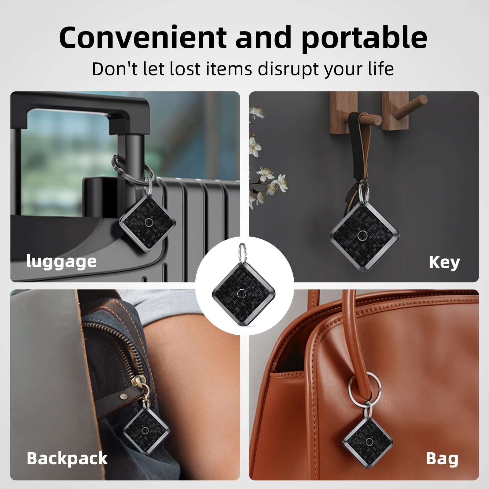 Smart Tracker Tag 2 Pack localizador Buscador Compatible con la aplicación Buscar de Apple (Solo iOS) Tag localizador para localizar Llaves,Mochilas,Carteras y equipajeBatería Reemplazable, Negro — view 7
