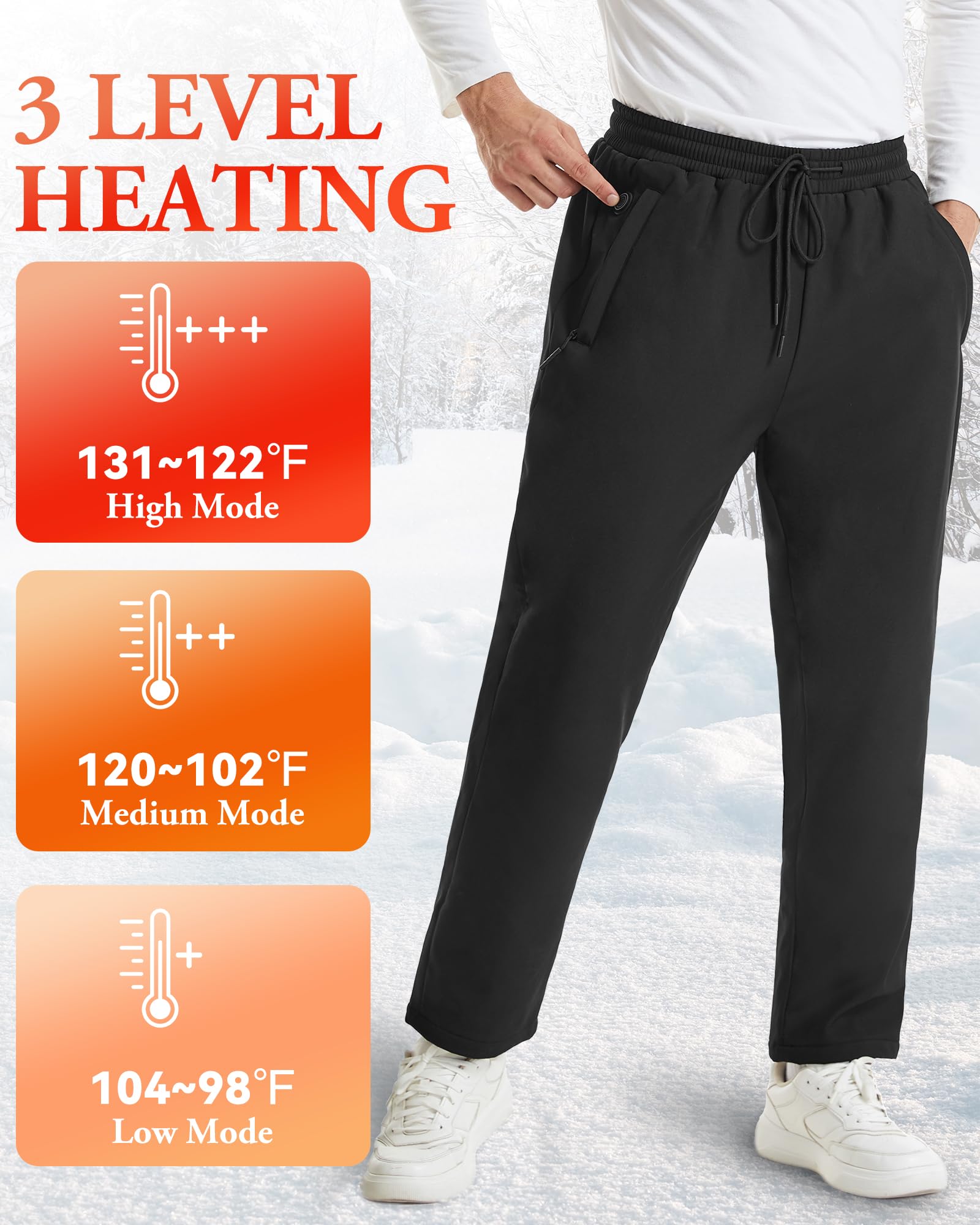 Beheizbare Hose Herren mit Powerbank Leicht Elektrische Heizhose Hosen für Outdoor Wandern, Wasserdicht, 8 Heizzonen