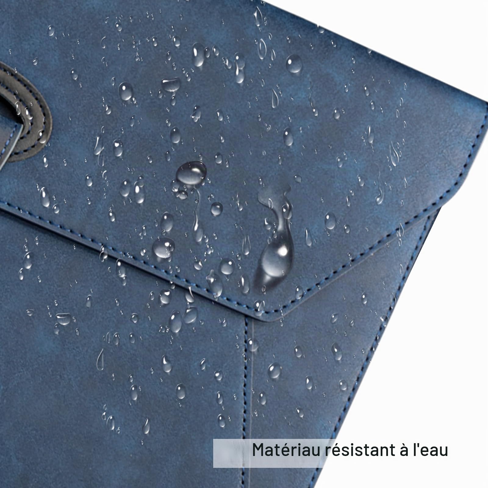 VANRA Porte-documents en cuir synthétique imperméable avec 2 poches, format A4 avec fermeture à bouton-pression magnétique (bleu marine)