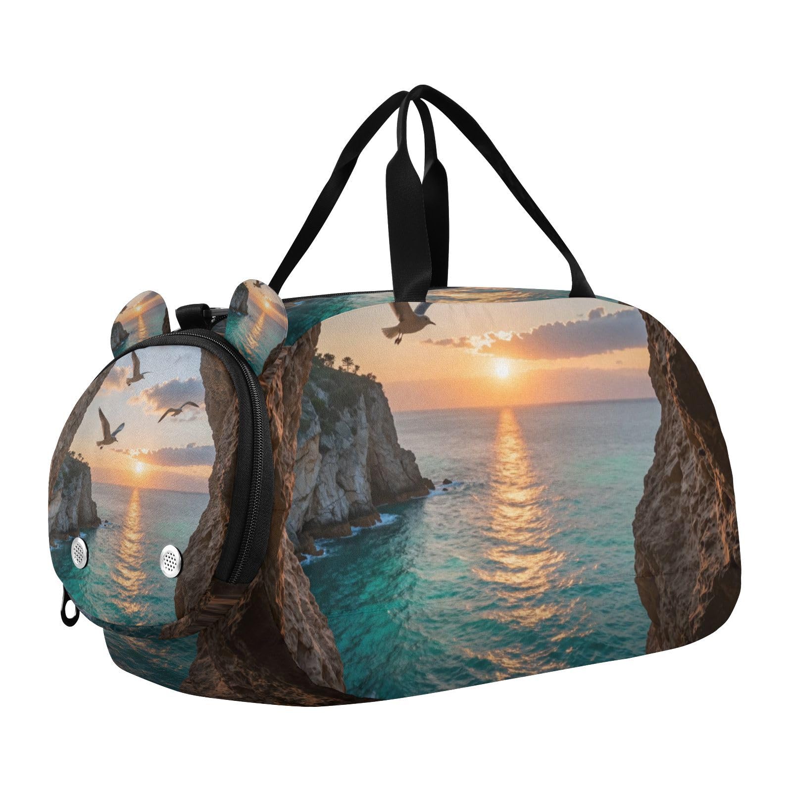 Bolsa de viaje con compartimento para zapatos y diseño de atardecer en el mar 8