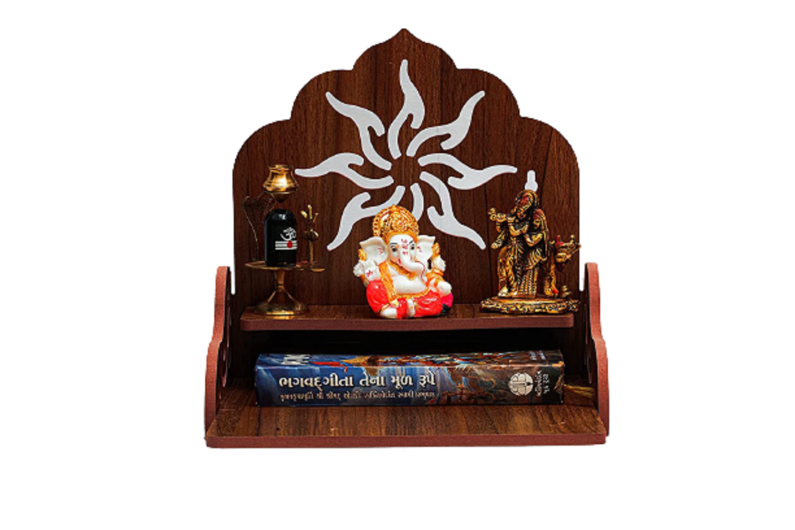 Temple en bois pour maison Mandir Ghar suspendu marron foncé moyen Aakrati Devyom