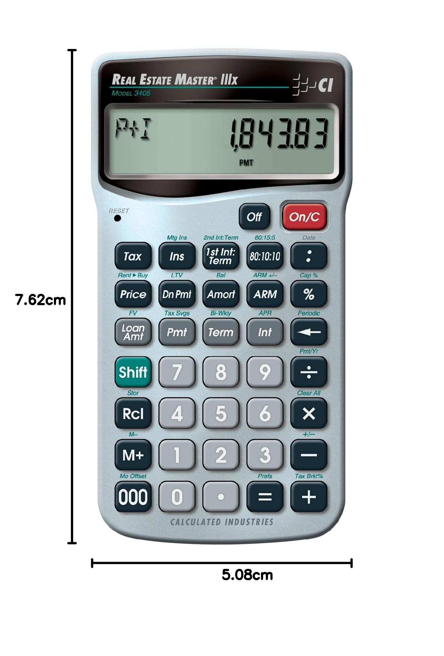 Calculated Industries Real Estate Master IIIx Bolsillo - Calculadora (Bolsillo, Calculadora financiera, 9 dígitos, Batería, Plata)