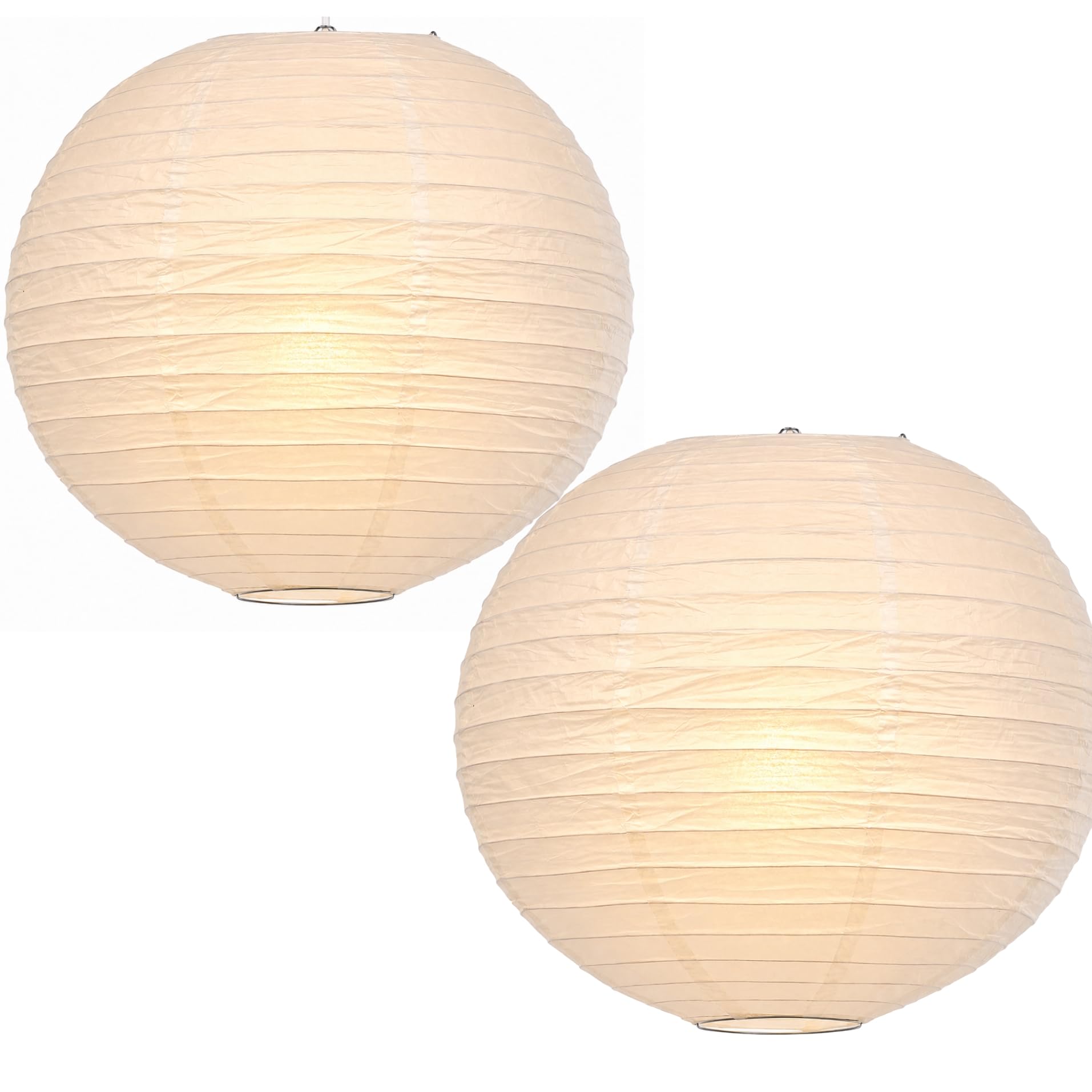 Pack of 2 Large 40cm Regular Wire Lanterns, Paper, White - Lampshades for Bedrooms, Living Rooms, Students, Weddings (2)