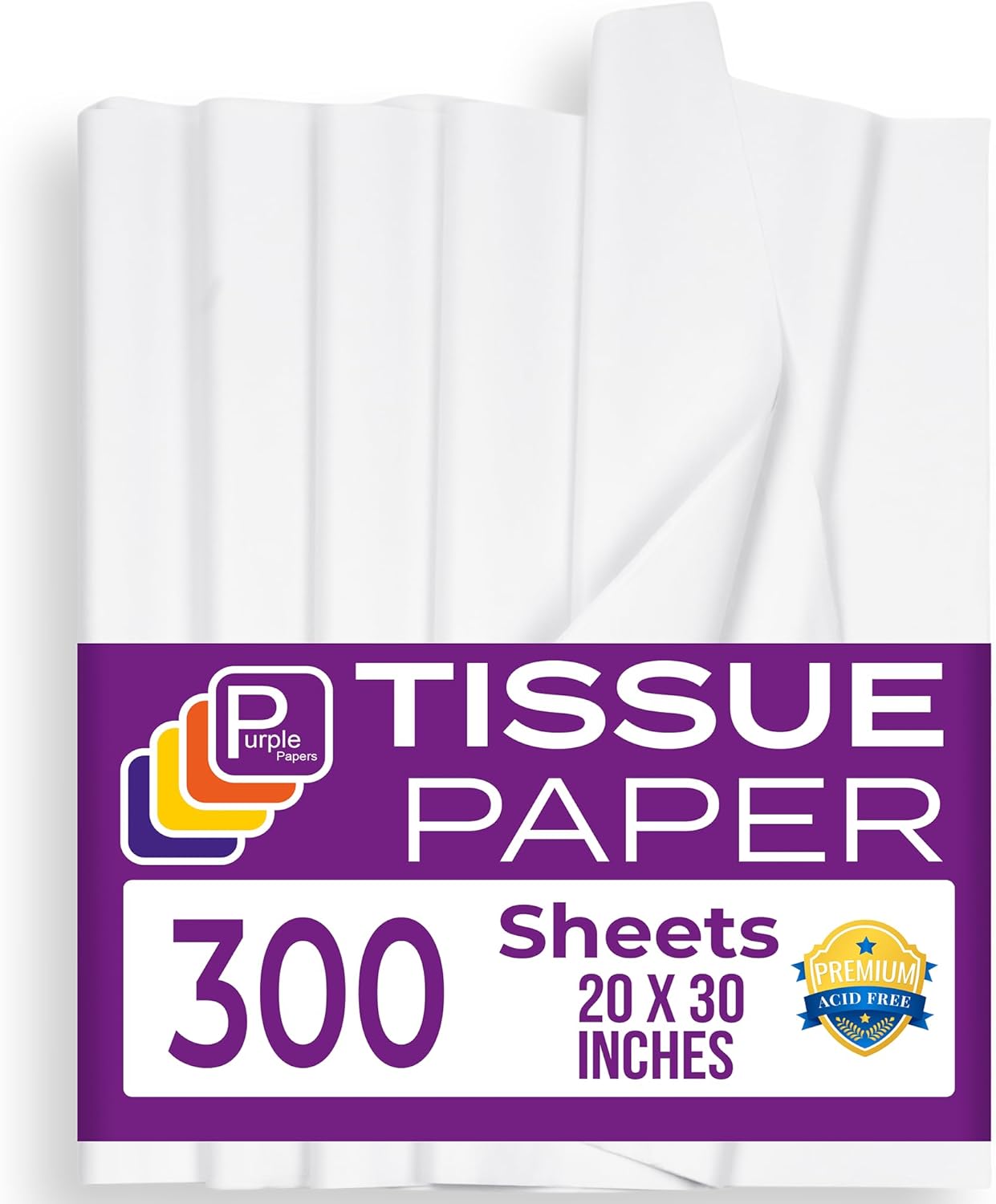 White Tissue Paper Bulk - 20 x 30 Inch, 300 Sheets - Acid Free for Gift Bags, Packaging, Wrapping, Crafts, Wedding Decor