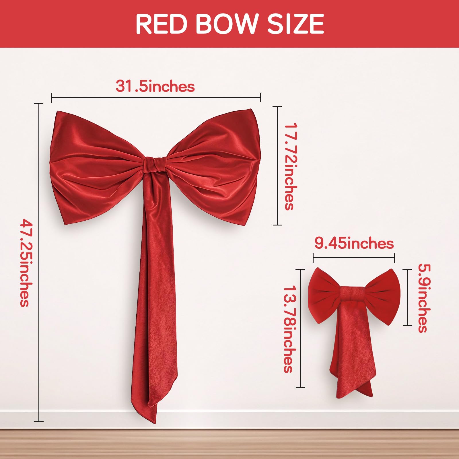 Eikovia Large Red Bow,Big Bow Birthday Decoration,Bow Room Decoration,Bow Decorations for Girls,Birthday Party Backdrop Wall Decor(Red,47x31 Inches)