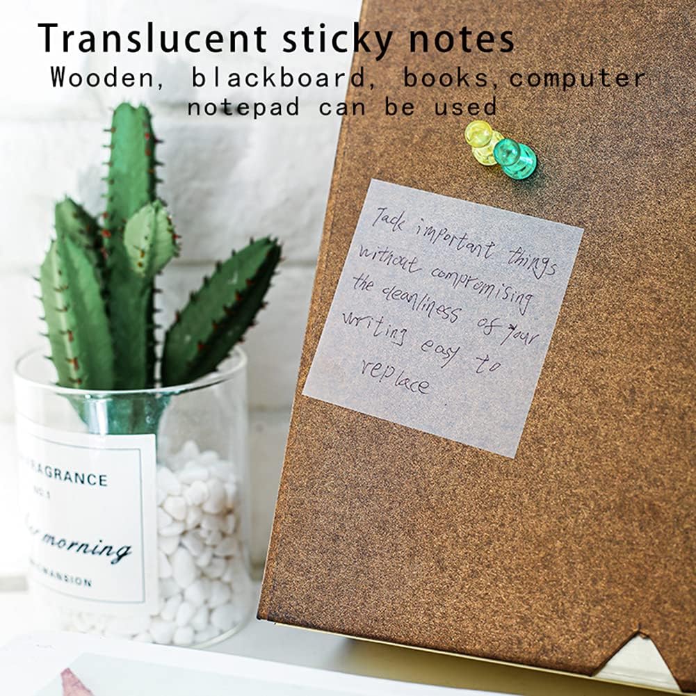 Transparent Sticky Note Pads - 500 Pcs Waterproof Self-Adhesive Pad，Translucent Sticky Notes Suitable for Reading、Studying、 Home、Office、School，Sticks Securely，Removes Cleanly (3x3in) : Office Products