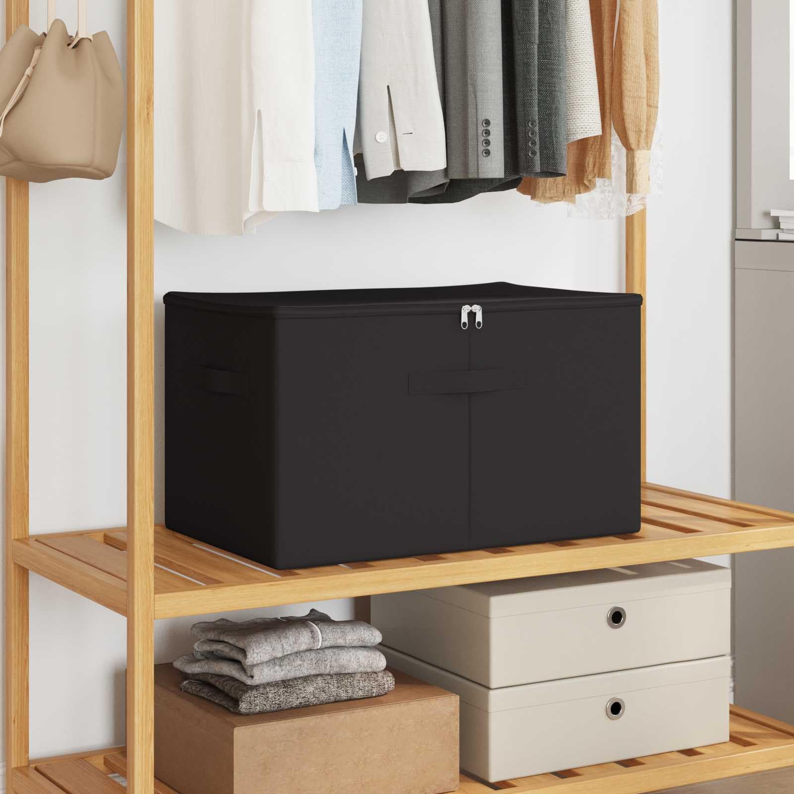 Hothingwell Scatola portaoggetti 61,6 L Tessuto Non tessuto 55 X 35 X 32 Cm | Due scomparti, pieghevole, manici pratici, multiuso per giocattoli e libri