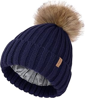 FURTALK Kids Winter Hat Toddler Knitted Beanie with Faux Fur Pom Poms for Baby Girls Boys