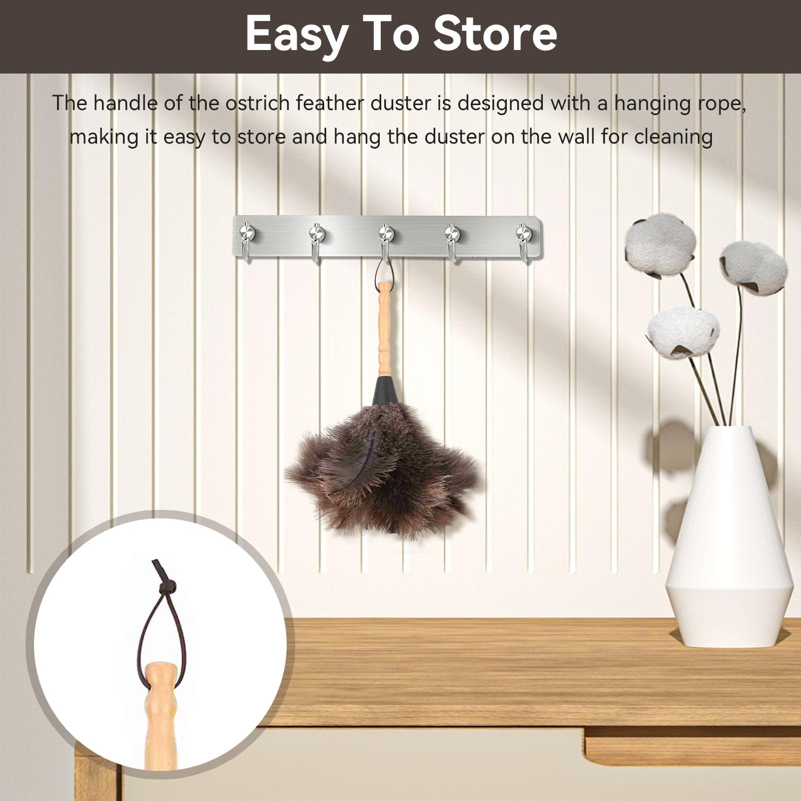 Piumino Per Polvere 58cm | Manico Lungo Per Pulire Soffitti, Ragnatele E Ventilatori | Antistatico E Flessibile - Foto 5