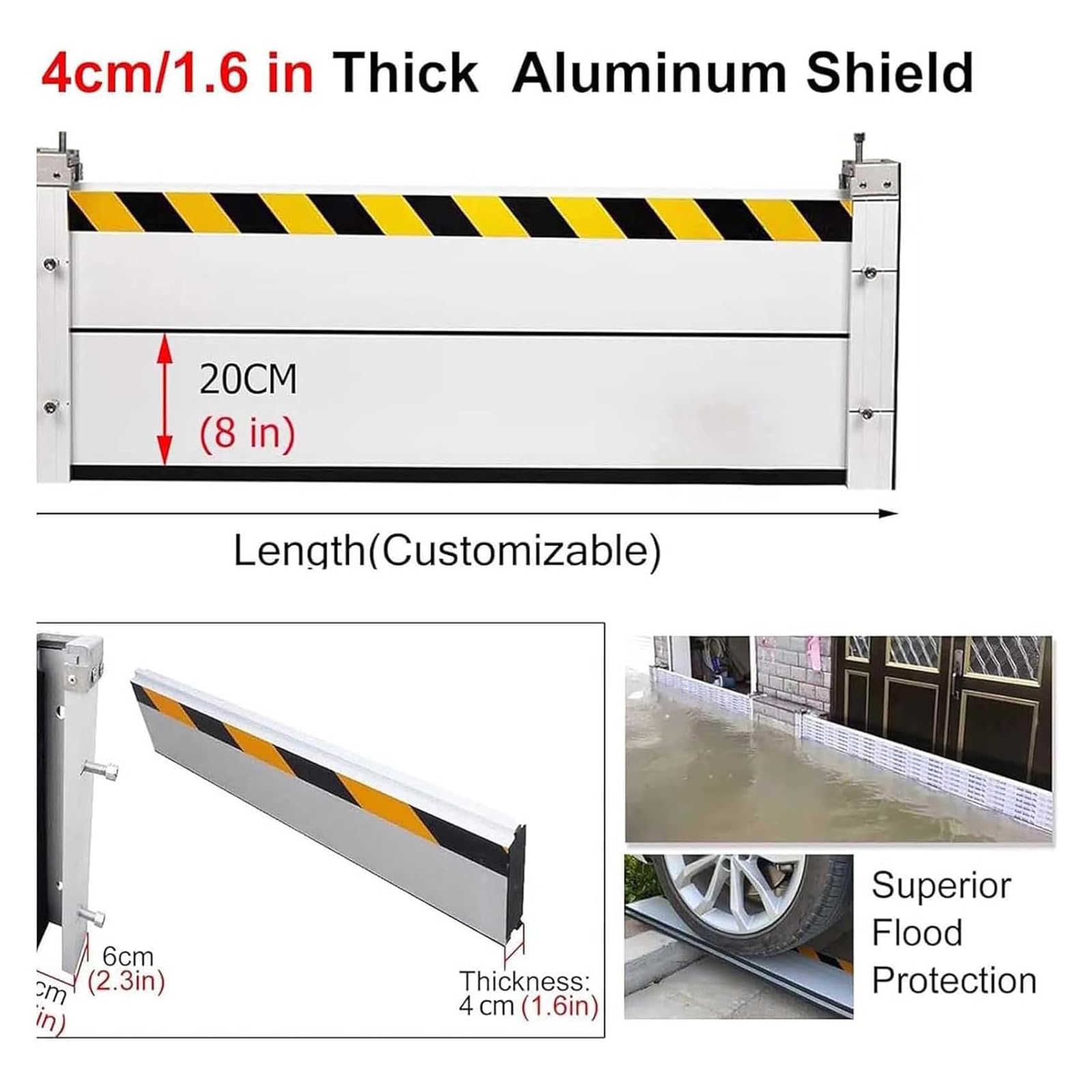 Genérico Barrera Anti Inundaciones, Barrera Móvil de Protección contra Inundaciones en Puertas, Deflector Protección contra Inundaciones de Aluminio,B-130 * 80cm