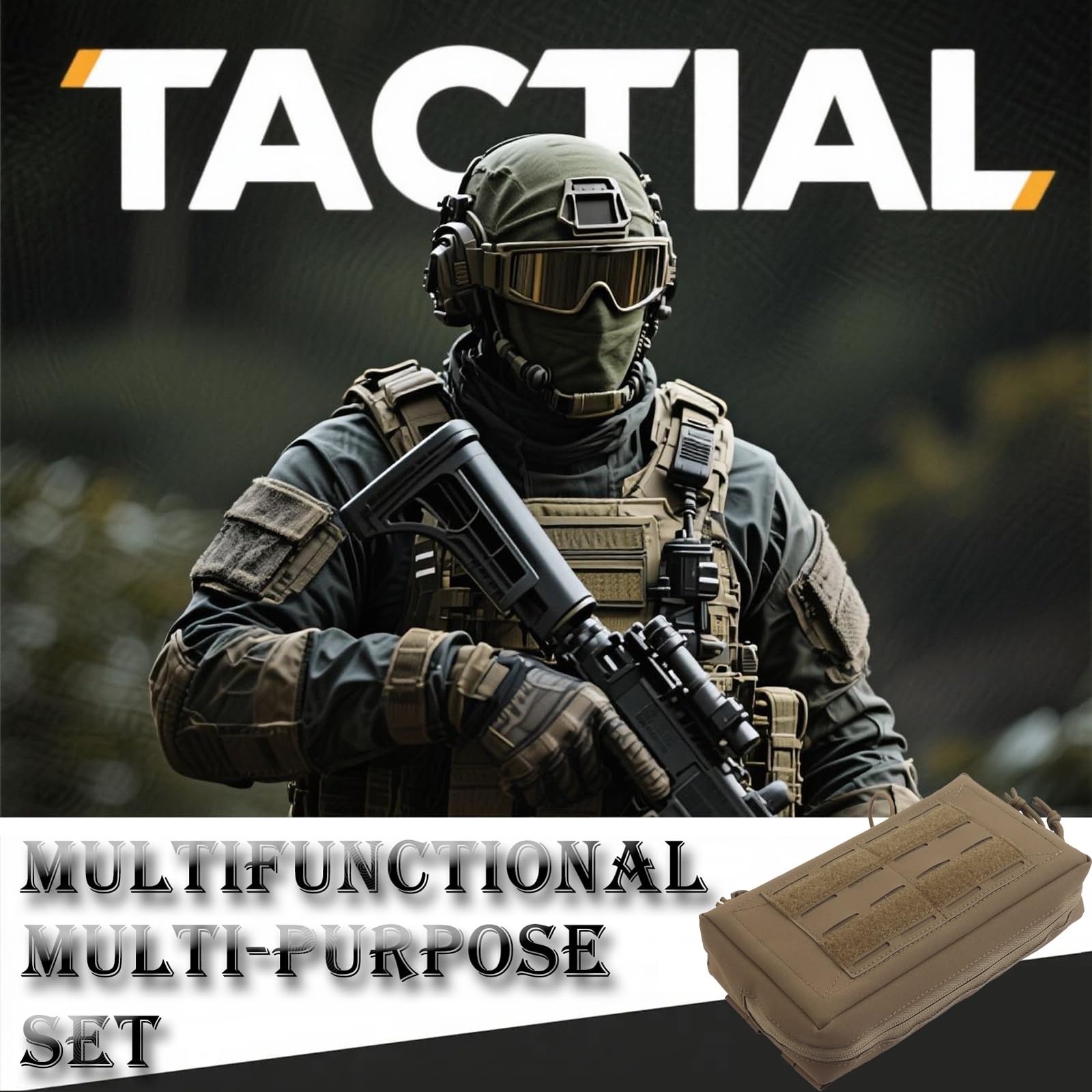Marsupio Tattico Molle Admin per Gilet, Marsupio, Marsupio Multiuso, Borsa Tattica EDC(Brown)