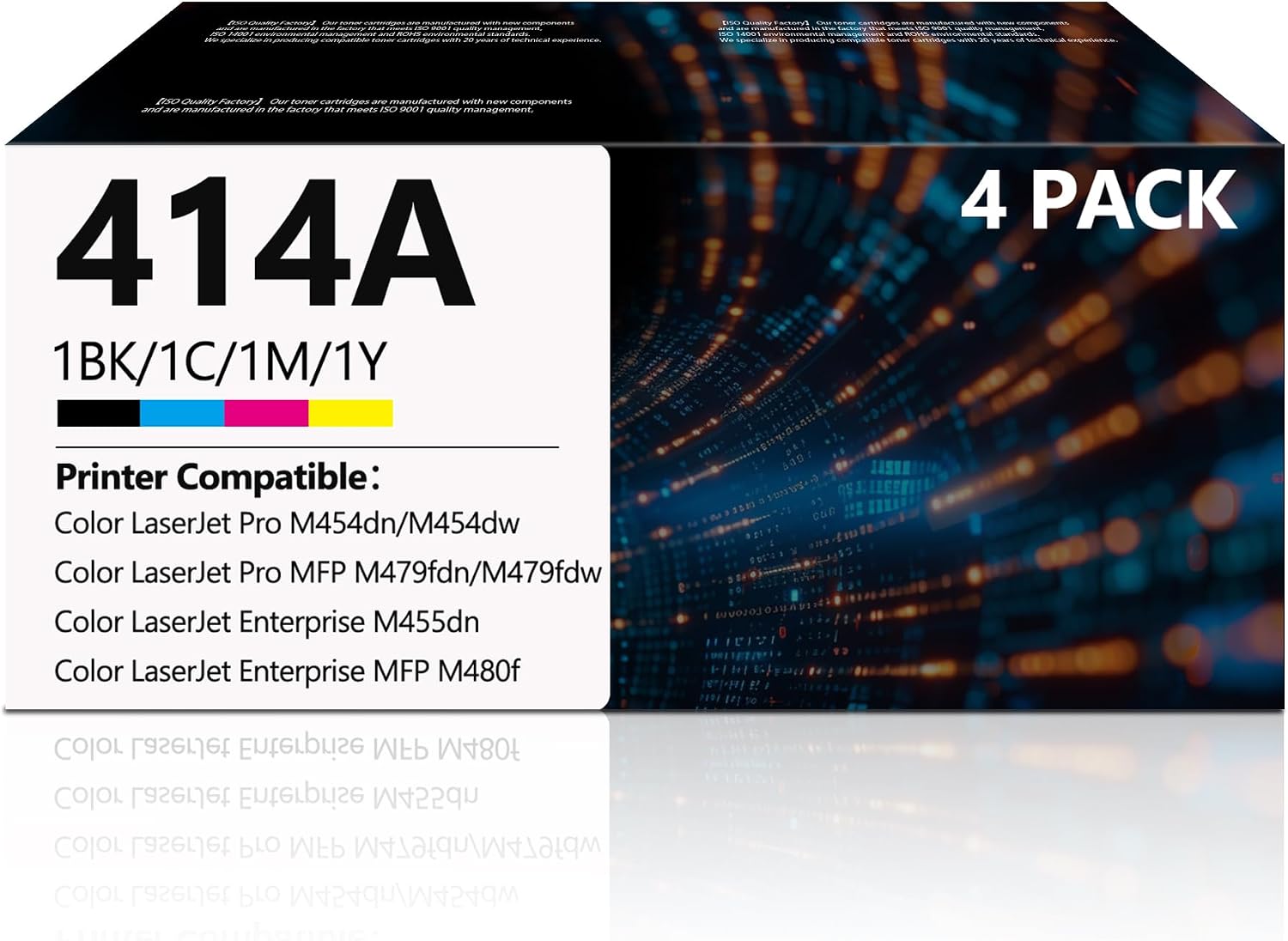 414A Toner Cartridges 4 Pack Replacement for HP 414A 414X W2020A W2020X Works for Color LaserJet Pro MFP M479fdw M454dw M479fdn M454dn MFP M480f M455dn M479 M454 Series (Black Cyan Yellow Magenta)