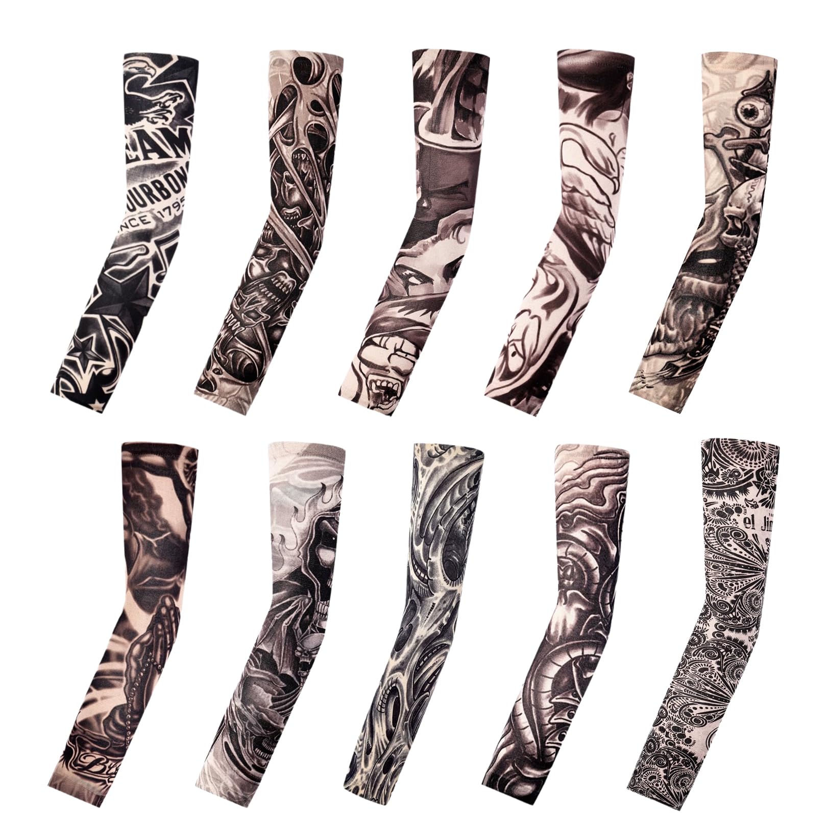 10 Pcs Fake Tattoos Sleeves for Men,Art Arm Fake Tattoo Sleeves Cover For Men/Women