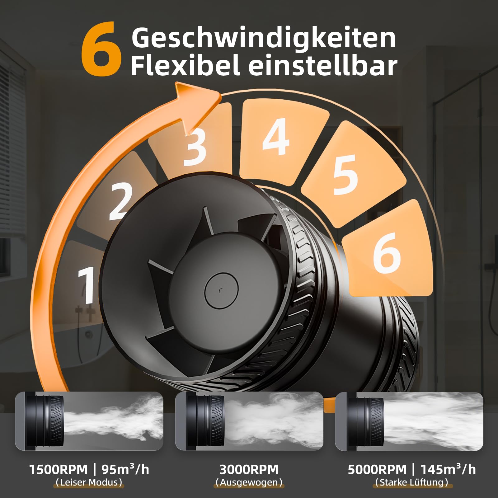 MOCINE Elektronische Lüfter, 100 mm Rohrventilator mit Timer, intelligenter Temperatur- und Feuchtigkeitssteuerung, 5000 RPM, leiser Betrieb, Abluftventilator für Keller, Growzelt, Garage