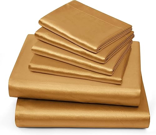 Miniatura 2 de Sábanas de satén tamaño Queen (6 piezas, 34 colores), juego de sábanas de satén sedoso - Juego de sábanas de satén con 4 fundas de almohada, sábana