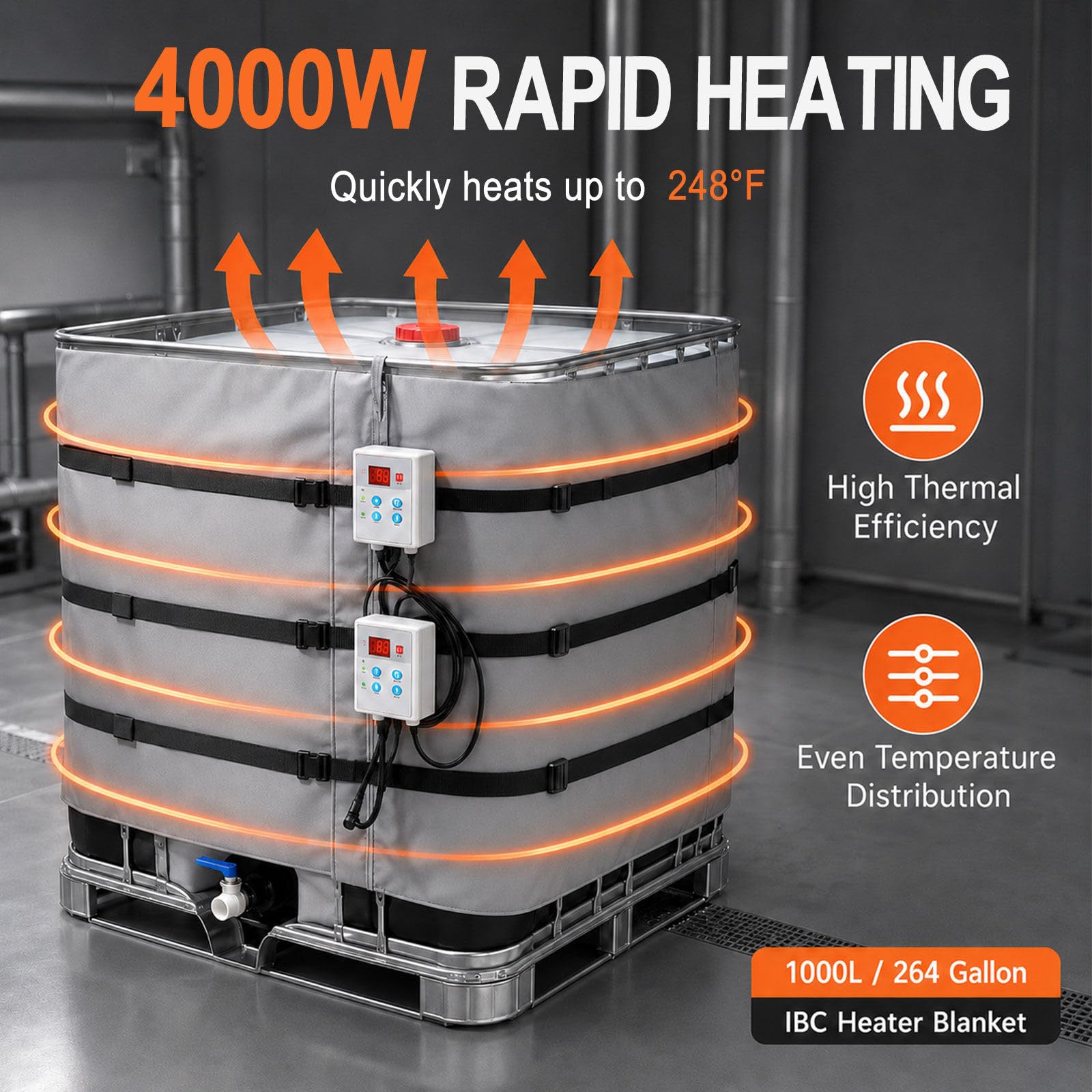 IBC-Fassheizdecke, 200 l/1000 l, Schnellheiz-IBC-Fassheizung Black-1000L(264-gallon)