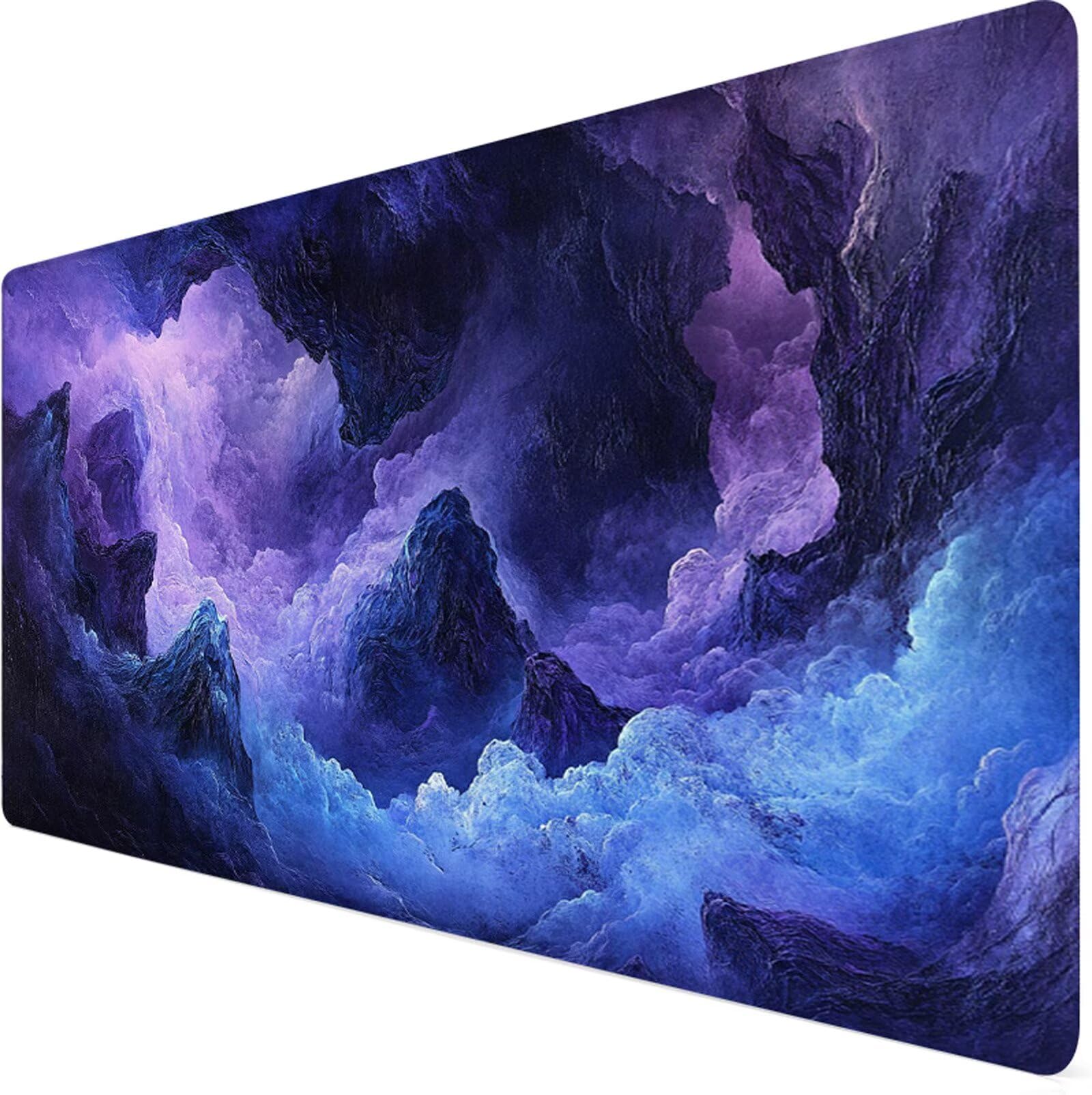 Podkładka pod mysz XXL 1200x600x3mm fioletowa podkładka pod mysz podkładka pod mysz górska poprawia precyzję i szybkość, wodoodporne antypoślizgowe, szyte krawędzie, akcesoria do gier, komputer