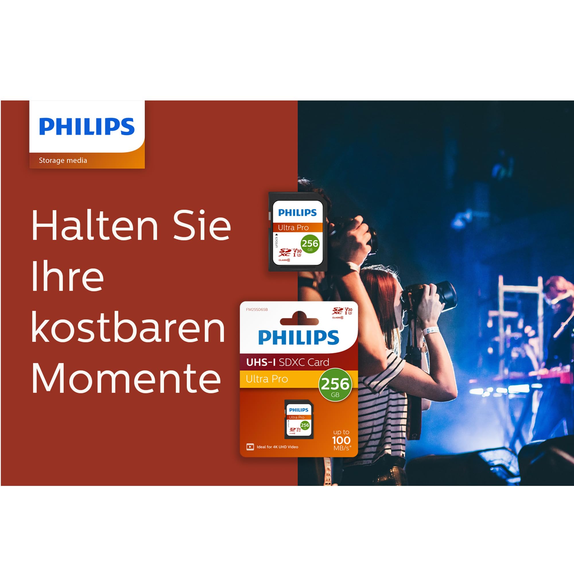 Philips Ultra Pro SDXC Card 256 GB UHS-I U3, velocità di lettura fino a 100 MB/s, V30, scheda di memoria per fotocamere, tablet, PC, lettore di schede, video 4K UHD