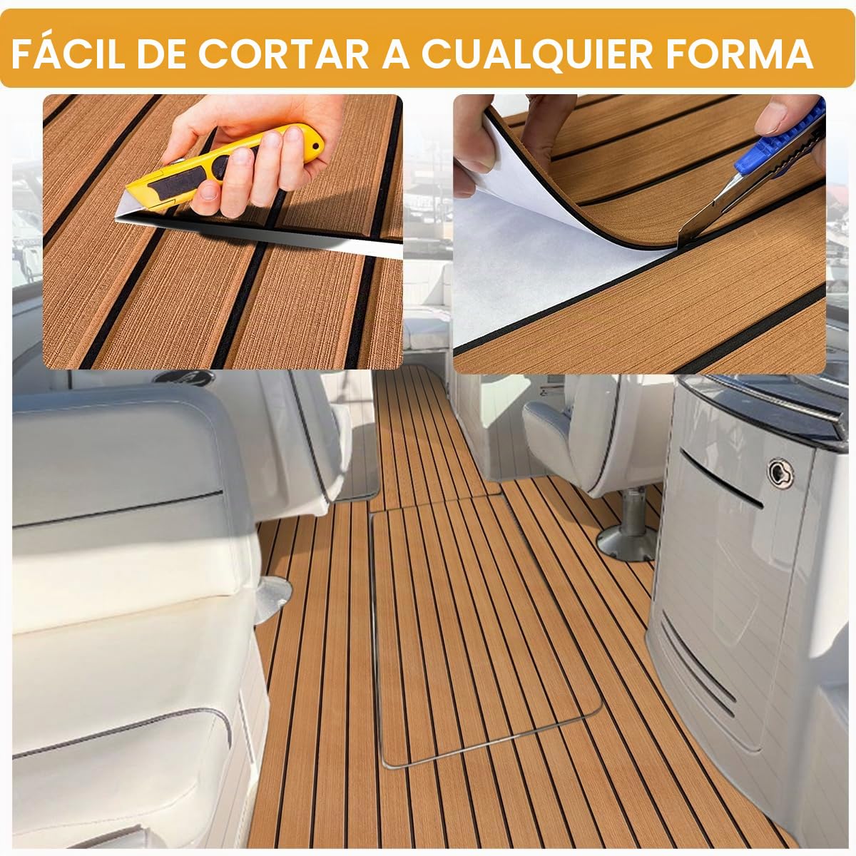 Imitación de Teca Sintetica Barco Espuma EVA Suelo para Barcos 240x112/90/55/41cm Autoadhesiva Estera Antideslizante Alfombras Marino Motora RV Yate Kayak de Pesca Hoja de Cubierta Piscina