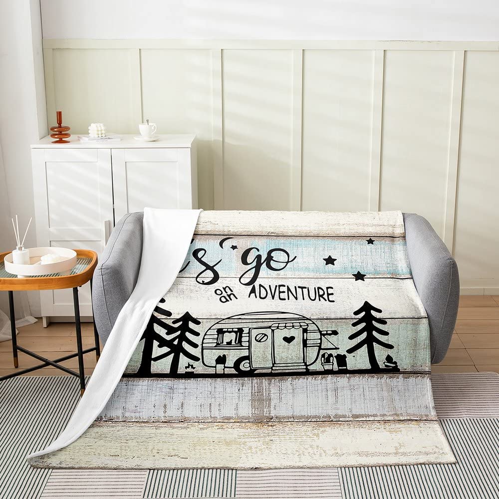 Coperta da campeggio per tutte le stagioni, in flanella di pile, per bambini, ragazzi, ragazze, in microfibra, stile vintage, 150 x 150 cm