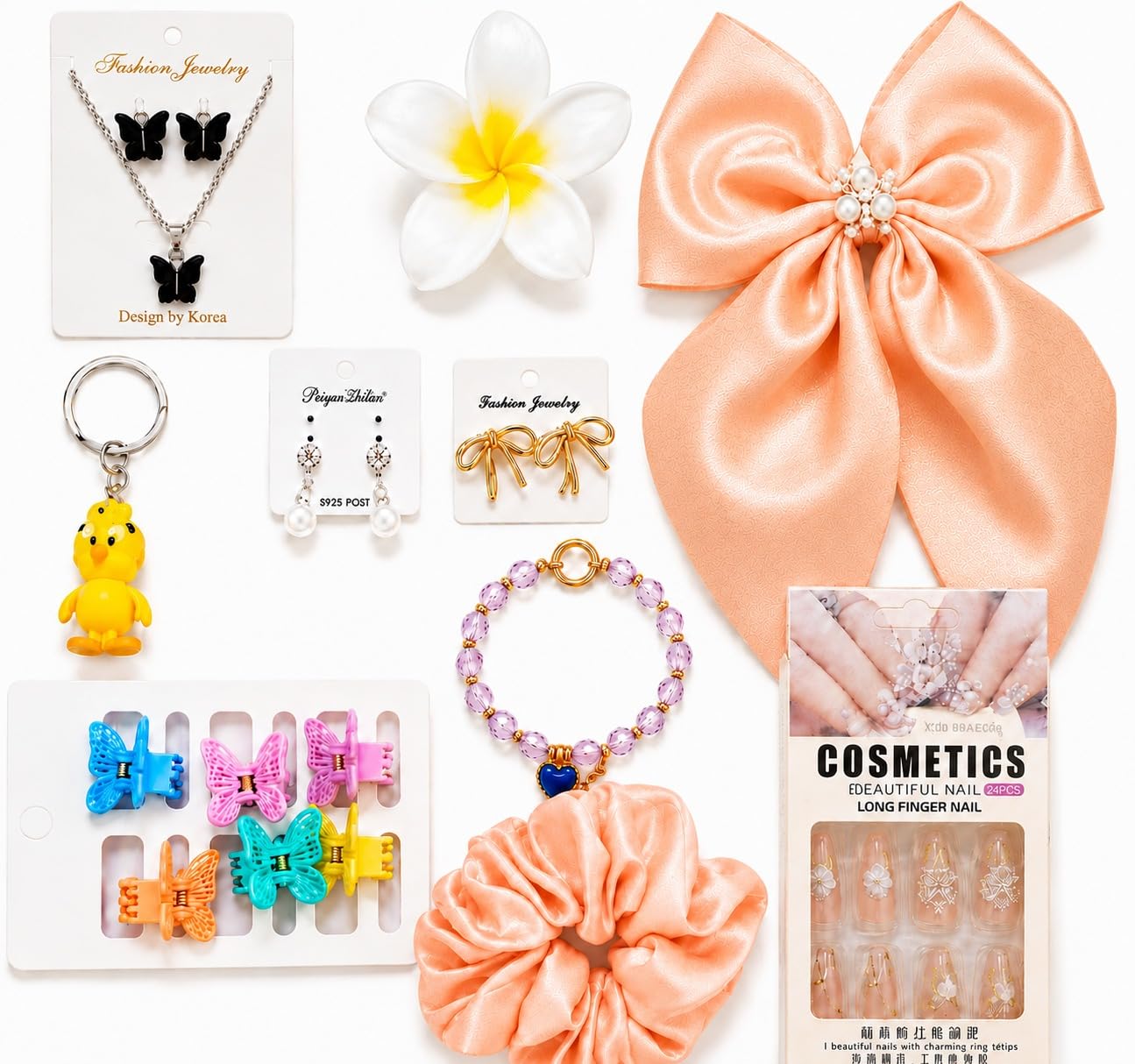 10 Pcs Trendy Hair Accessories & Jewelry Gift Set for Girls & Women | Random Designs as per Latest Trend | Pink Gift Box Included-image-13