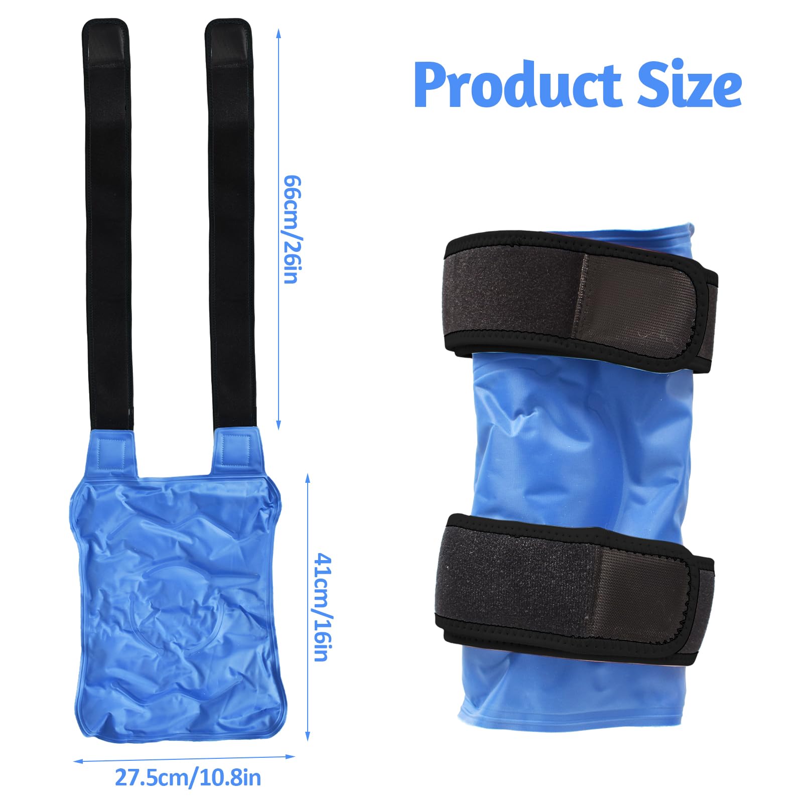 Bolsa Hielo Reutilizable, Bolsas Gel Frio con Correas, Envoltorio de Gel Frío, Bolsas Gel Frio Reutilizables, compresa caliente o fría, para Lesiones en las Piernas, Hinchazón, Esguinces