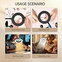 Vista 6 de AORAEM Lámpara LED UV para uñas: lámpara U V de cuello de cisne de doble cabeza para uñas de gel, luz LED de curación flash con 6 lupas para el Negro