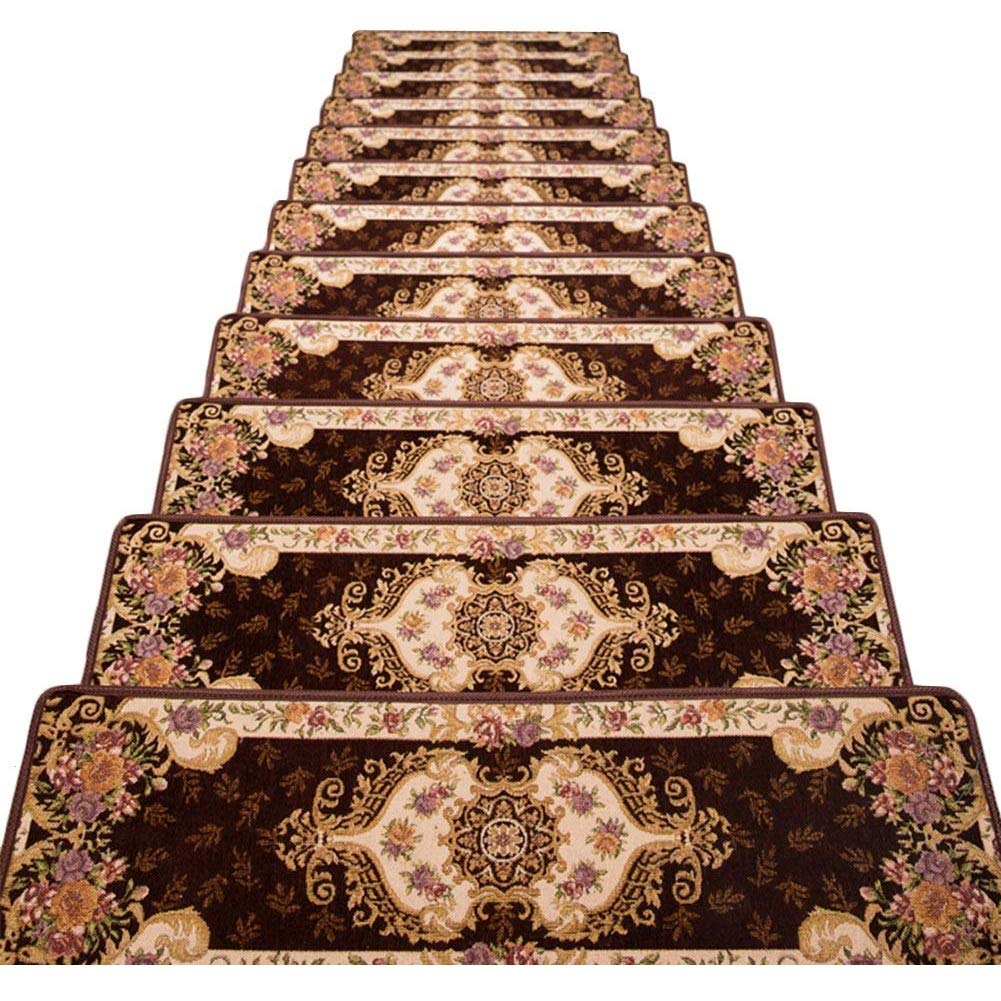 Alfombrillas de escalera antideslizantes marrones de 75x26cm juego de 10 moquetas espesas autoadhesivas