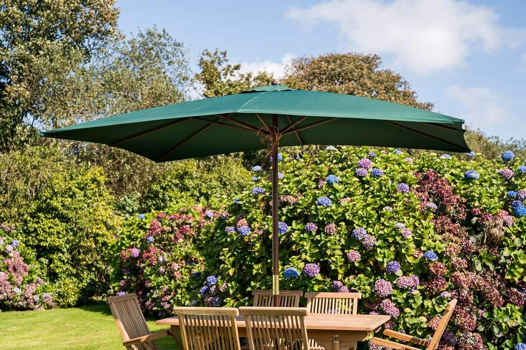 Teak Garden Market Green Dark Rectangular 3M X 2M Wooden Garden Parasol
